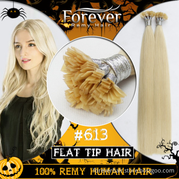 Xuchang Forever 10A Best quality keratin Blonde #613 100 remy human double drawn flat tip hair extension